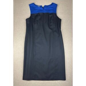 Pendleton Dress Women's Size 18‎ Black Blue Virgin Wool Sleeveless Back Zip USA